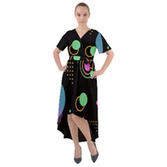 Colartive, Aesthetic, Amoled, Black, Colorful, Desenho Front Wrap High Low Dress by kyorashop23