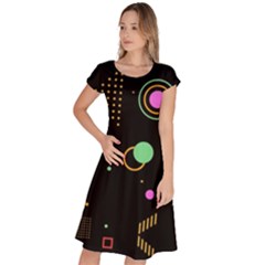 Colartive, Aesthetic, Amoled, Black, Colorful, Desenho Classic Short Sleeve Dress by kyorashop23