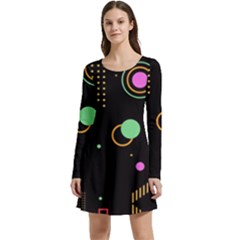 Colartive, Aesthetic, Amoled, Black, Colorful, Desenho Long Sleeve Velour Skater Dress by kyorashop23