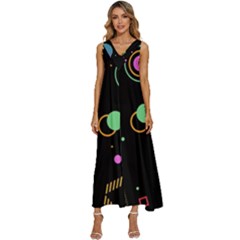 Colartive, Aesthetic, Amoled, Black, Colorful, Desenho V-neck Sleeveless Wide Leg Pants Overalls by kyorashop23