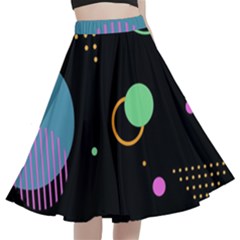 Colartive, Aesthetic, Amoled, Black, Colorful, Desenho A-line Full Circle Midi Skirt With Pocket by kyorashop23