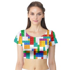 Colorful Bricks, Bricks, Colorful, Colors, Games, Lego, Rainbow Short Sleeve Crop Top by kyorashop23