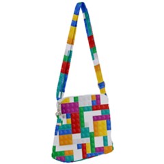 Colorful Bricks, Bricks, Colorful, Colors, Games, Lego, Rainbow Zipper Messenger Bag by kyorashop23