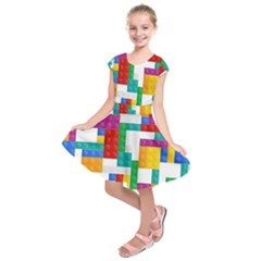 Colorful Bricks, Bricks, Colorful, Colors, Games, Lego, Rainbow Kids  Short Sleeve Dress by kyorashop23