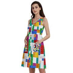 Colorful Bricks, Bricks, Colorful, Colors, Games, Lego, Rainbow Sleeveless Dress With Pocket by kyorashop23