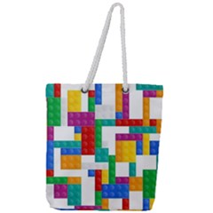 Colorful Bricks, Bricks, Colorful, Colors, Games, Lego, Rainbow Full Print Rope Handle Tote (large) by kyorashop23