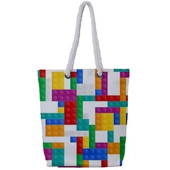 Colorful Bricks, Bricks, Colorful, Colors, Games, Lego, Rainbow Full Print Rope Handle Tote (small) by kyorashop23