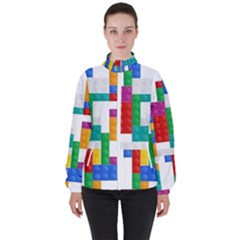 Colorful Bricks, Bricks, Colorful, Colors, Games, Lego, Rainbow Women s High Neck Windbreaker by kyorashop23