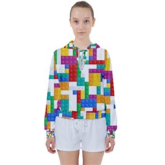 Colorful Bricks, Bricks, Colorful, Colors, Games, Lego, Rainbow Women s Tie Up Sweat