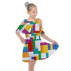 Colorful Bricks, Bricks, Colorful, Colors, Games, Lego, Rainbow Kids  Shoulder Cutout Chiffon Dress by kyorashop23