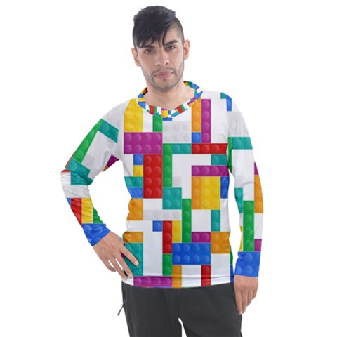 Colorful Bricks, Bricks, Colorful, Colors, Games, Lego, Rainbow Men s Pique Long Sleeve T-shirt by kyorashop23