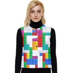 Colorful Bricks, Bricks, Colorful, Colors, Games, Lego, Rainbow Women s Button Up Puffer Vest