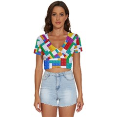 Colorful Bricks, Bricks, Colorful, Colors, Games, Lego, Rainbow V-neck Crop Top by kyorashop23