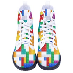 Colorful Bricks, Bricks, Colorful, Colors, Games, Lego, Rainbow Kid s High-top Canvas Sneakers by kyorashop23