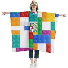 Colorful Bricks, Bricks, Colorful, Colors, Games, Lego, Rainbow Women s Hooded Rain Ponchos by kyorashop23