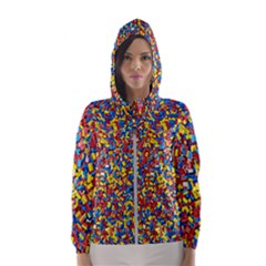 Colorful Lego Texture Lego Bricks Women s Hooded Windbreaker by kyorashop23