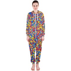 Colorful Lego Texture Lego Bricks Hooded Jumpsuit (ladies)