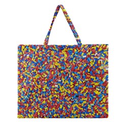 Colorful Lego Texture Lego Bricks Zipper Large Tote Bag