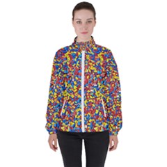 Colorful Lego Texture Lego Bricks Women s High Neck Windbreaker by kyorashop23