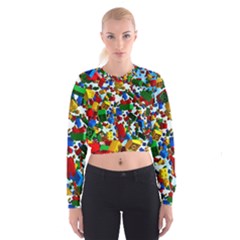 Falling Lego Bricks, Desenho Cropped Sweatshirt