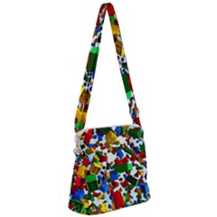 Falling Lego Bricks, Desenho Zipper Messenger Bag by kyorashop23