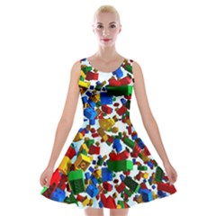 Falling Lego Bricks, Desenho Velvet Skater Dress