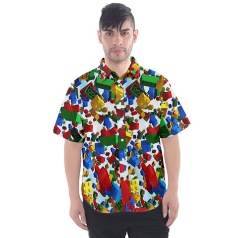 Falling Lego Bricks, Desenho Men s Short Sleeve Shirt by kyorashop23