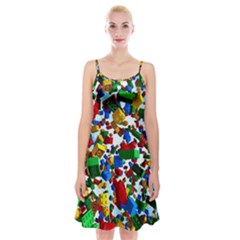 Falling Lego Bricks, Desenho Spaghetti Strap Velvet Dress