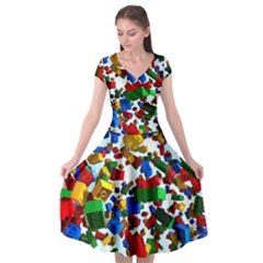 Falling Lego Bricks, Desenho Cap Sleeve Wrap Front Dress by kyorashop23