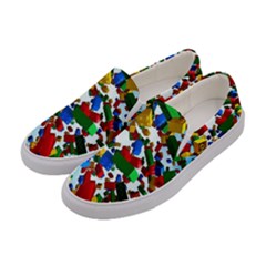 Falling Lego Bricks, Desenho Women s Canvas Slip Ons by kyorashop23