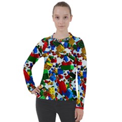 Falling Lego Bricks, Desenho Women s Pique Long Sleeve T-shirt