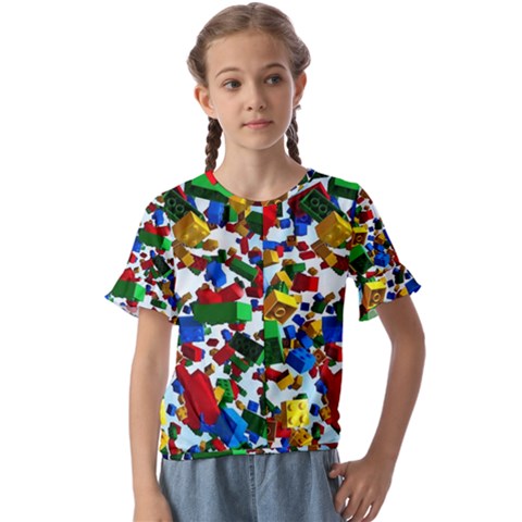 Falling Lego Bricks, Desenho Kids  Cuff Sleeve Scrunch Bottom T-shirt by kyorashop23