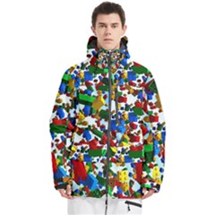 Falling Lego Bricks, Desenho Men s Multi Pockets Zip Ski And Snowboard Waterproof Breathable Jacket