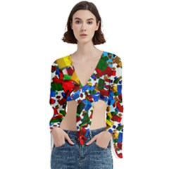 Falling Lego Bricks, Desenho Trumpet Sleeve Cropped Top