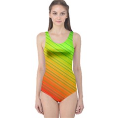 Orange Green Gradient Hunter One Piece Swimsuit by Dutashop