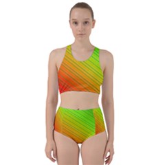 Orange Green Gradient Hunter Racer Back Bikini Set