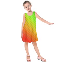 Orange Green Gradient Hunter Kids  Sleeveless Dress by Dutashop