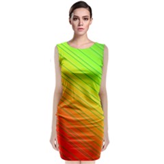 Orange Green Gradient Hunter Sleeveless Velvet Midi Dress