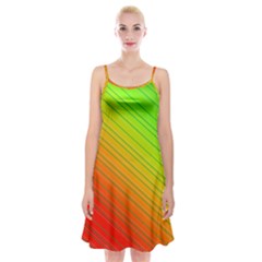 Orange Green Gradient Hunter Spaghetti Strap Velvet Dress