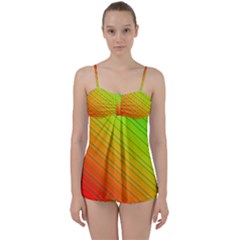 Orange Green Gradient Hunter Babydoll Tankini Set