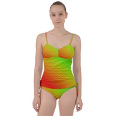 Orange Green Gradient Hunter Sweetheart Tankini Set