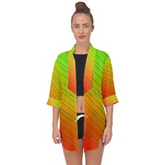 Orange Green Gradient Hunter Open Front Chiffon Kimono