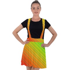 Orange Green Gradient Hunter Velvet Suspender Skater Skirt