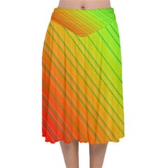 Orange Green Gradient Hunter Velvet Flared Midi Skirt