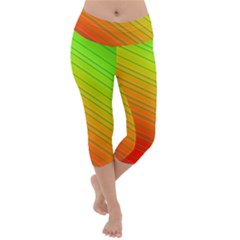 Orange Green Gradient Hunter Lightweight Velour Capri Yoga Leggings