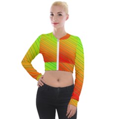 Orange Green Gradient Hunter Long Sleeve Cropped Velvet Jacket by Dutashop