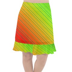 Orange Green Gradient Hunter Fishtail Chiffon Skirt by Dutashop