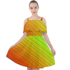 Orange Green Gradient Hunter Cut Out Shoulders Dress by Dutashop