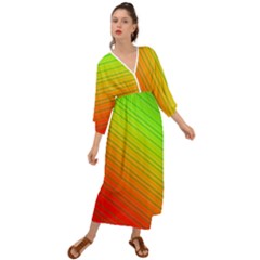 Orange Green Gradient Hunter Grecian Style  Maxi Dress