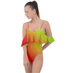 Orange Green Gradient Hunter Drape Piece Swimsuit